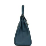 Pre-owned Hermes Kelly Retourne 32 Bleu De Malte Swift Palladium Hardware