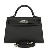 Hermes Kelly Sellier 20 Black Epsom Palladium Hardware