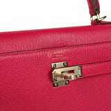 Hermes Special Order (HSS) Kelly Sellier 25 Rose Mexico Verso Chevre Mysore Permabrass Hardware