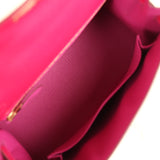 Hermes Special Order (HSS) Kelly Sellier 25 Rose Mexico Verso Chevre Mysore Permabrass Hardware