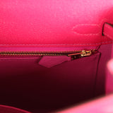 Hermes Special Order (HSS) Kelly Sellier 25 Rose Mexico Verso Chevre Mysore Permabrass Hardware