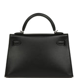 Hermes Kelly Sellier 20 "Cheval De Bois" Black and Multi Tadelakt Palladium Hardware