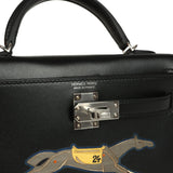 Hermes Kelly Sellier 20 "Cheval De Bois" Black and Multi Tadelakt Palladium Hardware