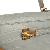 Hermes Kelly Retourne 25 Gris Perle Matte Alligator Gold Hardware