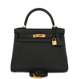 Hermes Kelly Retourne 28 Black Togo Brushed Gold Hardware - Thumbnail View 1