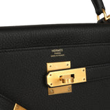 Hermes Kelly Retourne 28 Black Togo Brushed Gold Hardware - Thumbnail View 7
