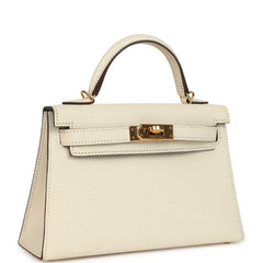 Pre-owned Hermes Special Order (HSS) Kelly Sellier 20 Nata Verso Chevre Mysore Gold Hardware