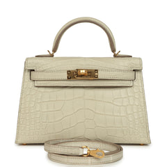 Hermes Kelly Sellier 20 Beton Matte Alligator Gold Hardware