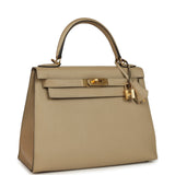 Pre-owned Hermes Kelly Sellier 28 Trench Epsom Gold Hardware
