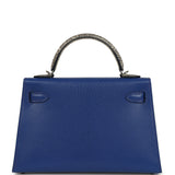 Hermes Kelly Sellier 20 Bleu Royal Chevre Chamkila and Ombre Varanus Salvator Lizard Touch Palladium Hardware