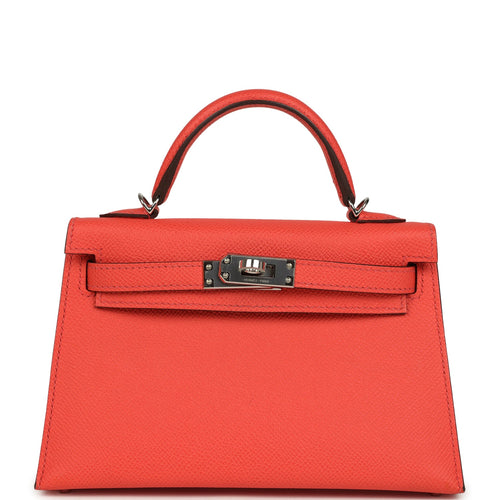 Pre-owned Hermes Kelly Sellier 20 Rose Texas Epsom Palladium Hardware