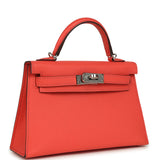 Pre-owned Hermes Kelly Sellier 20 Rose Texas Epsom Palladium Hardware