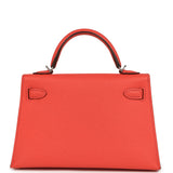 Pre-owned Hermes Kelly Sellier 20 Rose Texas Epsom Palladium Hardware