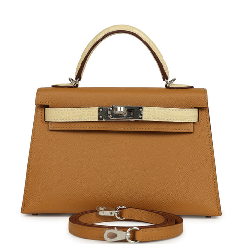 Hermes Kelly Sellier 20 Sesame Madame and Vanille Matte Alligator Touch Palladium Hardware