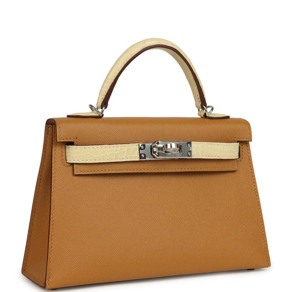 Hermes Kelly Sellier 20 Sesame Madame and Vanille Matte Alligator Touc