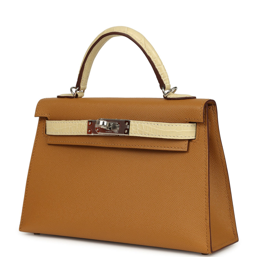 Hermes Kelly Sellier 20 Sesame Madame and Vanille Matte Alligator Touc