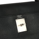 Vintage Hermes Shoulder Kelly 42 JPG Black Clemence Palladium Hardware