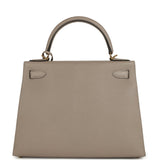 Pre-owned Hermes Kelly Sellier 28 Gris Asphalt Epsom Gold Hardware