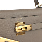 Pre-owned Hermes Kelly Sellier 28 Gris Asphalt Epsom Gold Hardware