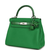 Hermes Kelly Retourne 28 Bambou Togo and Shiny Niloticus Crocodile Touch Palladium Hardware