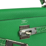 Hermes Kelly Retourne 28 Bambou Togo and Shiny Niloticus Crocodile Touch Palladium Hardware