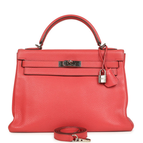 Pre-owned Hermes Kelly Retourne 32 Bougainvillea Clemence Gold Hardware