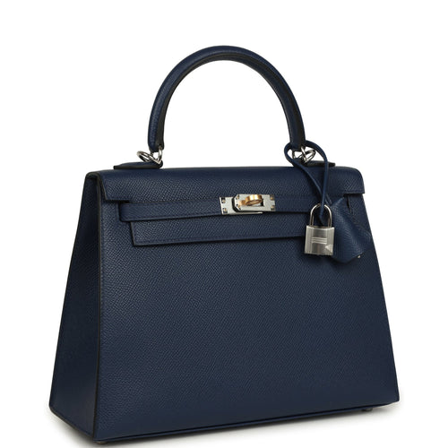 Hermes Kelly Sellier 25 Bleu Navy Epsom Electrum Hardware