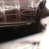 Vintage Hermes Kelly Retourne 32 Marron Fonce Matte Niloticus Crocodile Palladium Hardware - Thumbnail View 9