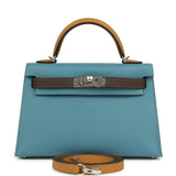 Hermes Kelly Sellier 20 Tri-color Blue Jean, Sesame and Ecorce Epsom Palladium Hardware - Thumbnail View 1
