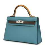 Hermes Kelly Sellier 20 Tri-color Blue Jean, Sesame and Ecorce Epsom Palladium Hardware - Thumbnail View 5