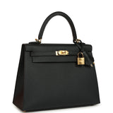 Hermes Kelly Sellier 25 Black Epsom Gold Hardware