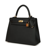 Hermes Kelly Sellier 25 Black Epsom Gold Hardware