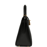 Pre-owned Hermes Kelly Sellier 28 Black Epsom Gold Hardware
