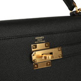 Pre-owned Hermes Kelly Sellier 28 Black Epsom Gold Hardware - Thumbnail View 7