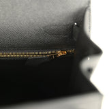 Pre-owned Hermes Kelly Sellier 28 Black Epsom Gold Hardware