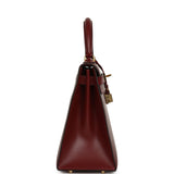 Vintage Hermes Kelly Sellier 28 Rouge H Box Gold Hardware