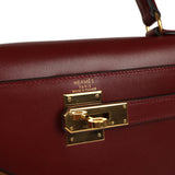 Vintage Hermes Kelly Sellier 28 Rouge H Box Gold Hardware