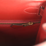Vintage Hermes Kelly Sellier 28 Rouge H Box Gold Hardware