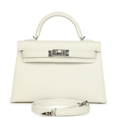Hermes Kelly Sellier 20 New White Epsom Palladium Hardware