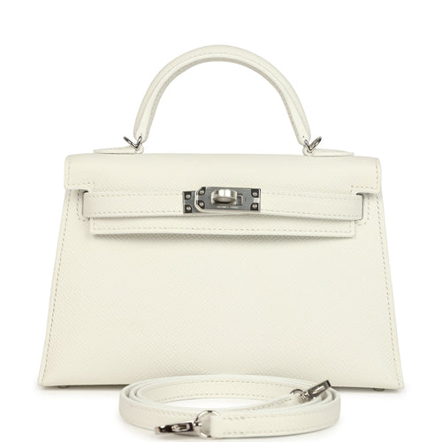 Hermes Kelly Sellier 20 New White Epsom Palladium Hardware