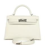 Hermes Kelly Sellier 20 New White Epsom Palladium Hardware