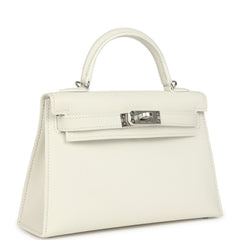 Hermes Kelly Sellier 20 New White Epsom Palladium Hardware