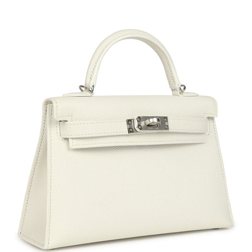 Hermes Kelly Sellier 20 New White Epsom Palladium Hardware