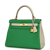 Pre-owned Hermes Special Order (HSS) Kelly Retourne 28 Bambou and Craie Togo Brushed Gold Hardware - Thumbnail View 5