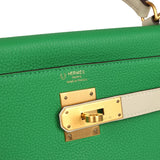 Pre-owned Hermes Special Order (HSS) Kelly Retourne 28 Bambou and Craie Togo Brushed Gold Hardware - Thumbnail View 7