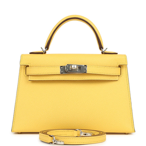 Hermes Kelly Sellier 20 Jaune Mango Epsom Palladium Hardware