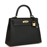 Hermes Kelly Sellier 25 Black Epsom Gold Hardware - Thumbnail View 2