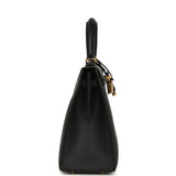 Hermes Kelly Sellier 25 Black Epsom Gold Hardware - Thumbnail View 3