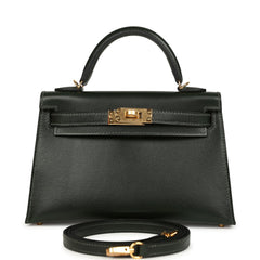 Hermes Kelly Sellier 20 Vert Fonce Box Gold Hardware
