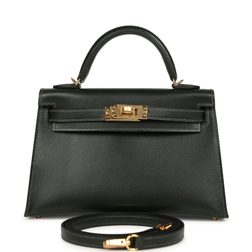 Hermes Kelly Sellier 20 Vert Fonce Box Gold Hardware
